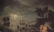 Claude-joseph Vernet Night,A Port in Moonlight (mk43) Spain oil painting artist